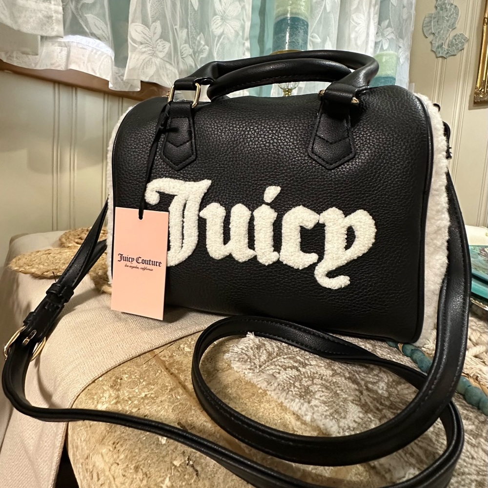 Faux fur juicy couture tote with crossbody strap